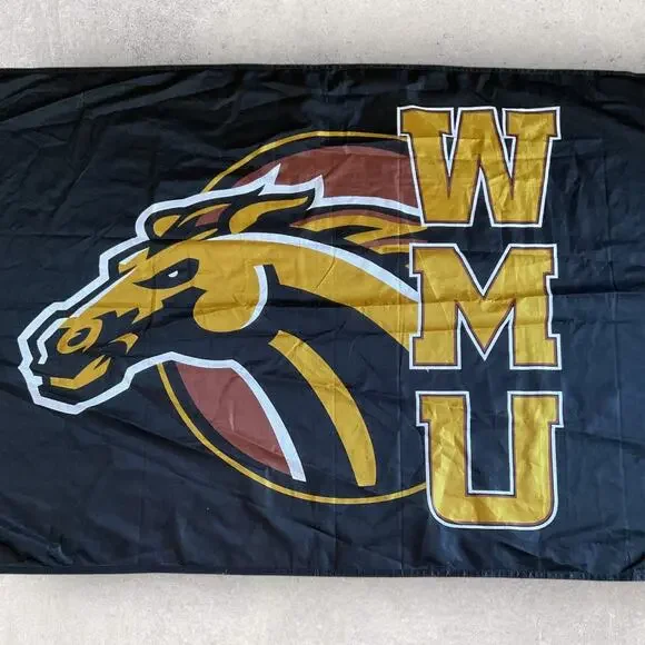 Western Michigan Broncos WMU Polyester Flag 3x5 ft Grommet Banner Team Logo - Picture 3 of 6